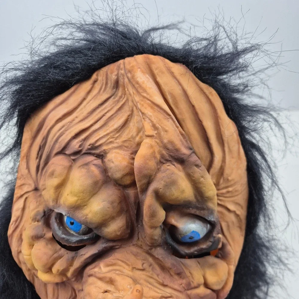 Vtg Halloween Mask Pig Ghoul Monster Latex Hair Blue‎ Eyes Sri Lanka 80s 90s